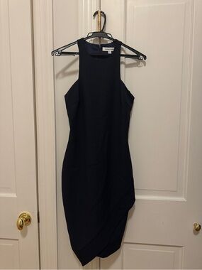 Elizabeth and James Black High-Neck Midi Dress